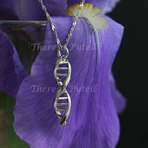 14k White Gold DNA Pendant - DNA Jewelry - Double Helix - Eco-Friendly - Gift for Science - Everyday Necklace - Ready to Ship