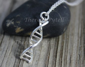 DNA Sterling Silver Pendant - Gift for Science