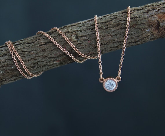 14k Rose Gold Moissanite Pendant 