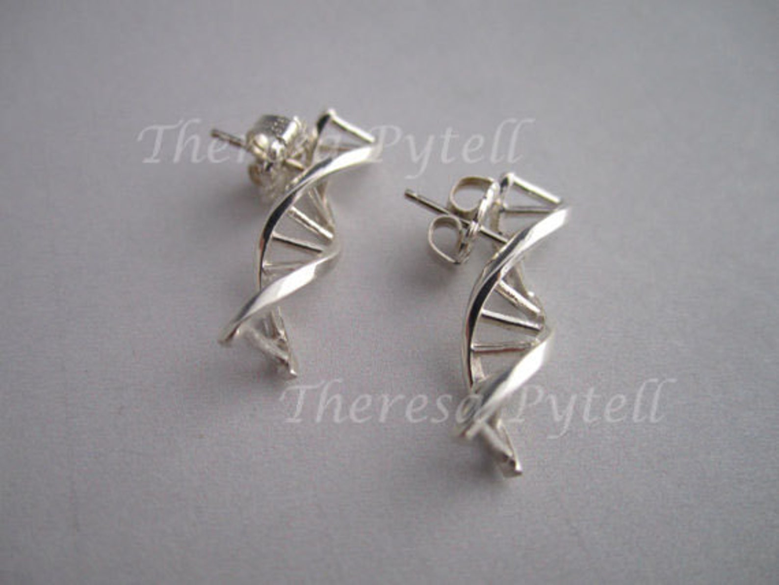 DNA Double Helix Earrings in Sterling Silver Stud Earrings Etsy