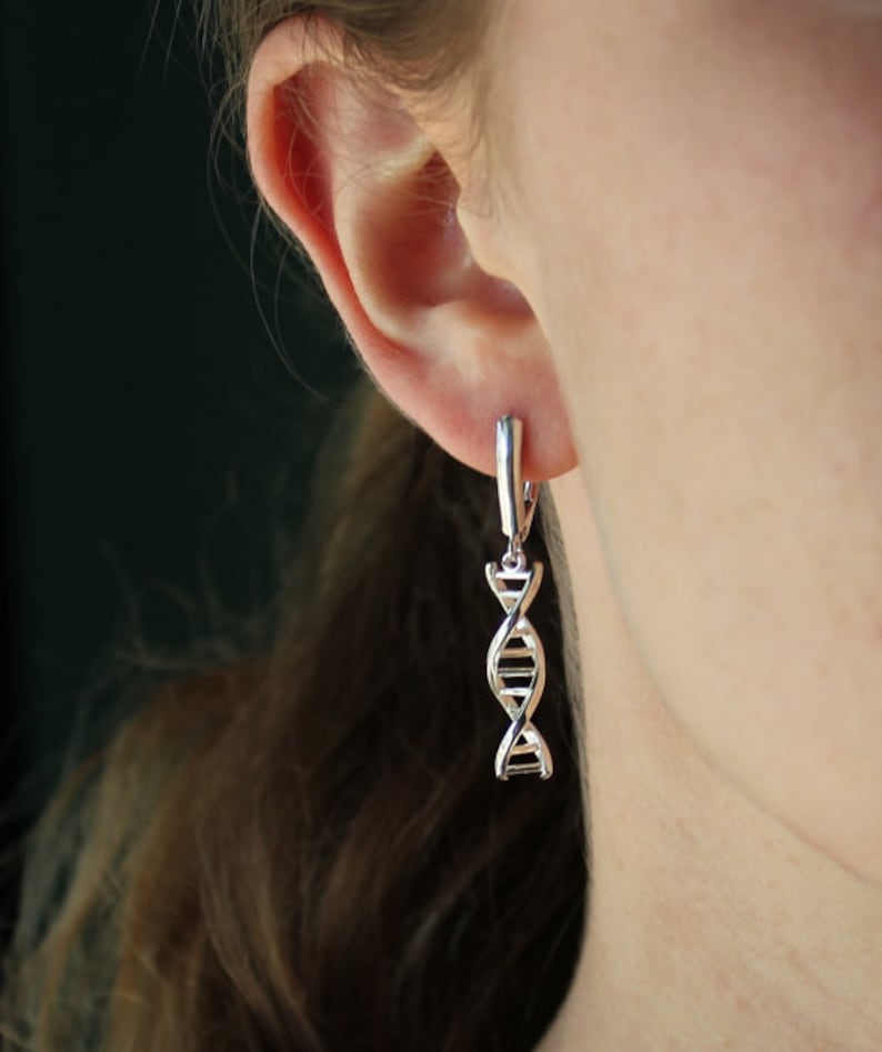 DNA Double Helix Earrings in Sterling Silver dangle earrings Etsy
