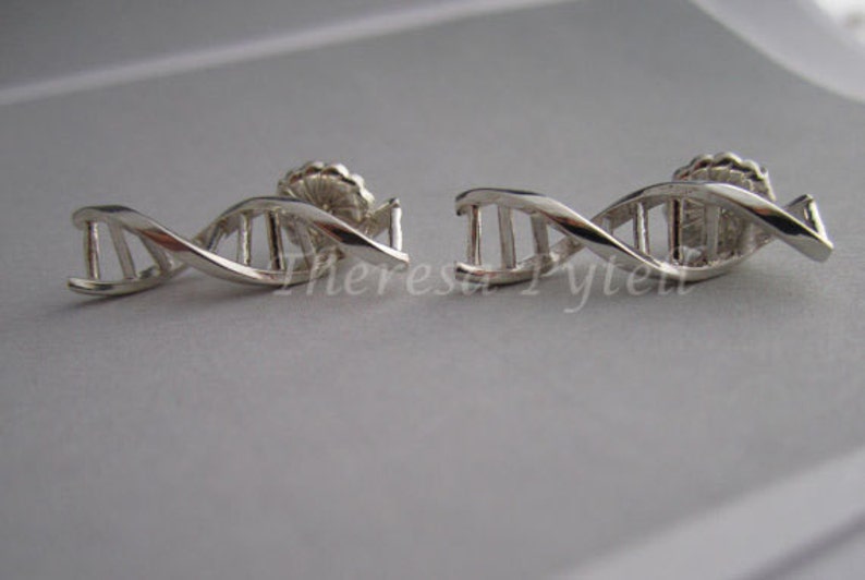 DNA Double Helix Earrings in Sterling Silver Stud Earrings Etsy