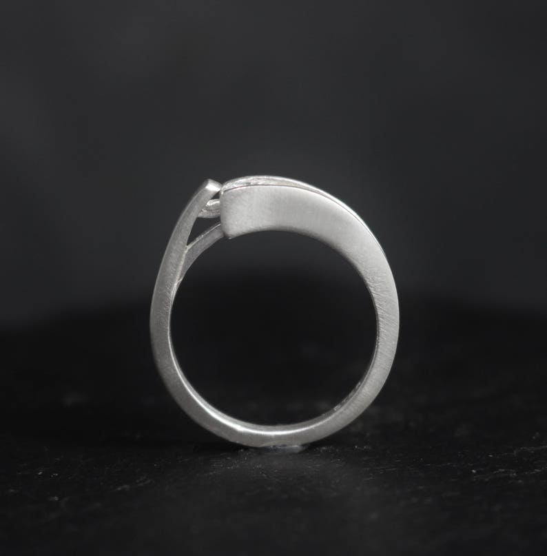Tension Set 4mm Moissanite in Sterling Silver Ring Modern | Etsy