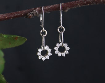 14k White Gold Diamond Dangle Earrings, Conflict Free Diamond Earrings, Drop Diamond Earrings, MADE TO ORDER