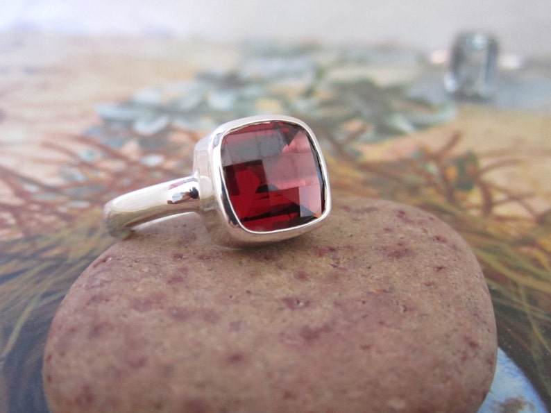 Sterling Silver Bezel Set Ring Antique Square 8mm Etsy