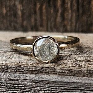 Salt and Pepper Diamond Ring, 14k White Gold Ring, Bezel Set, Engagement Ring, Bridal Set, Conflict Free, Made to order