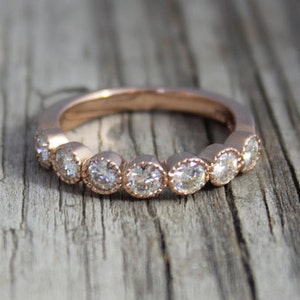 Vintage Inspired 14k Rose Gold Moissanite Ring - Charles and Colvard Moissanite - Engagement Ring - Wedding Ring - Made to order