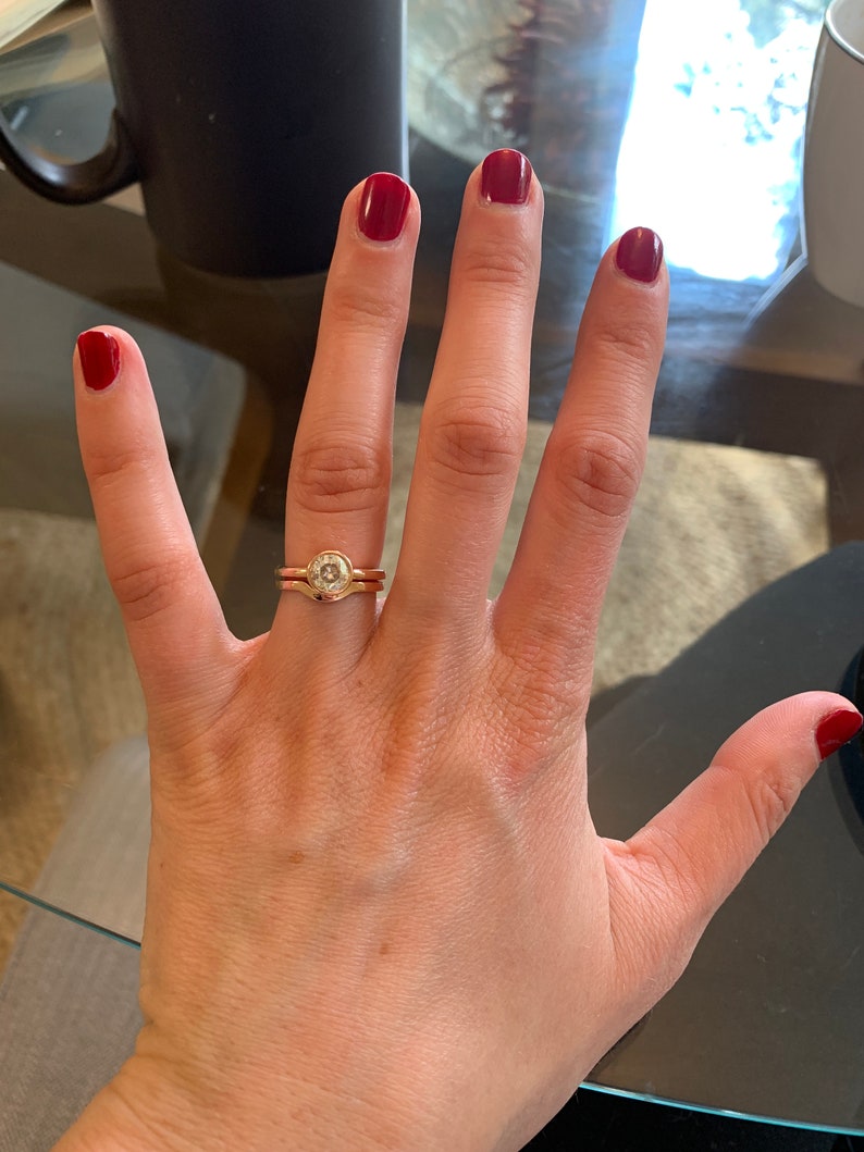 Tourmaline in quartz sterling silver solitaire ring set engagement peek a boo round setting fun ring bezel set ring with matching band