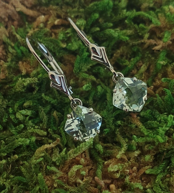 White Quartz Vintage Style Antiqued Earrings Sterling Silver White Quartz Vintage Style Antiqued Earrings Sterling Silver