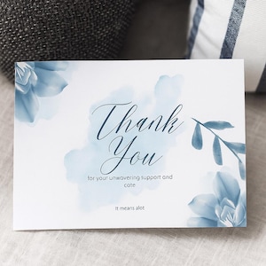 Blue Watercolor Thank You Card – Printable Postcard Template, Elegant Editable Canva Design, Instant Download, DIY Thank You Note