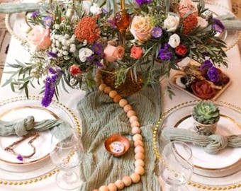 Sage Green Gauze Table Runner: Hand-Dyed Cheesecloth Wedding Centerpiece Rustic Decor Bridal Shower