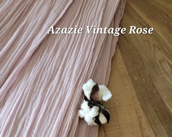 Vintage Rose Cheesecloth Table Runner, Pink Gauze Runner for Rustic Wedding or Boho Bridal Shower, Blush Pink Gauze Napkins, Pink Wedding
