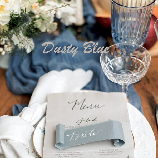 Dusty Blue Gauze Table Runner Rustic Barn Wedding Cheesecloth Drape Event Party Decor, Cake Table Centerpiece Wedding Decor