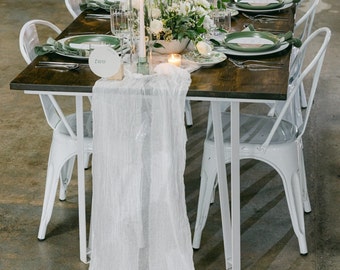 White Cheesecloth Table Runner: Hand-Dyed Cotton Gauze Wedding Decor