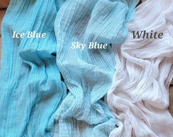 Blue Cheesecloth Table Runners Sky Blue Wedding Reception Bridal Shower Table Decor Baby Shower Decorations, Arbor Gauze Fabric Drape