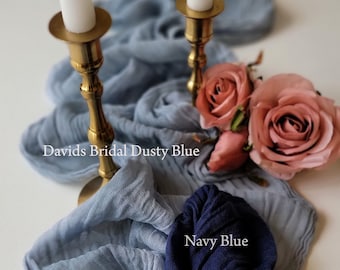 Blue Cheesecloth Table Runner & Napkins: Hand-Dyed Wedding Decor