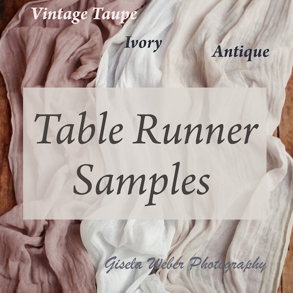 Premium Cheesecloth Wedding Table Runner Color Samples, Gauze Fabric Event Draping, Bridal Shower Table Centerpiece Sample Hand Dyed