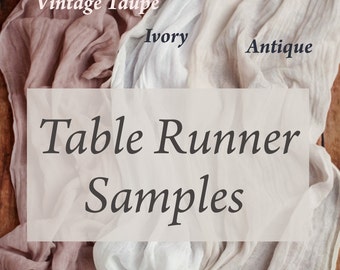 Premium Cheesecloth Wedding Table Runner Color Samples, Gauze Fabric Event Draping, Bridal Shower Table Centerpiece Sample Hand Dyed