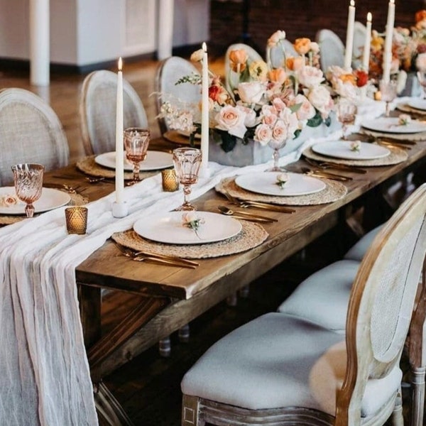 Elegant Rustic Wedding Table Runner, Cheesecloth Table Centerpiece, Boho Wedding, Aisle Runner Event Decor Gauze Drape Fabric