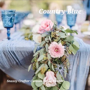 Blue Cheesecloth Table Runner and Napkins Premium Quality pick your color and length image 3