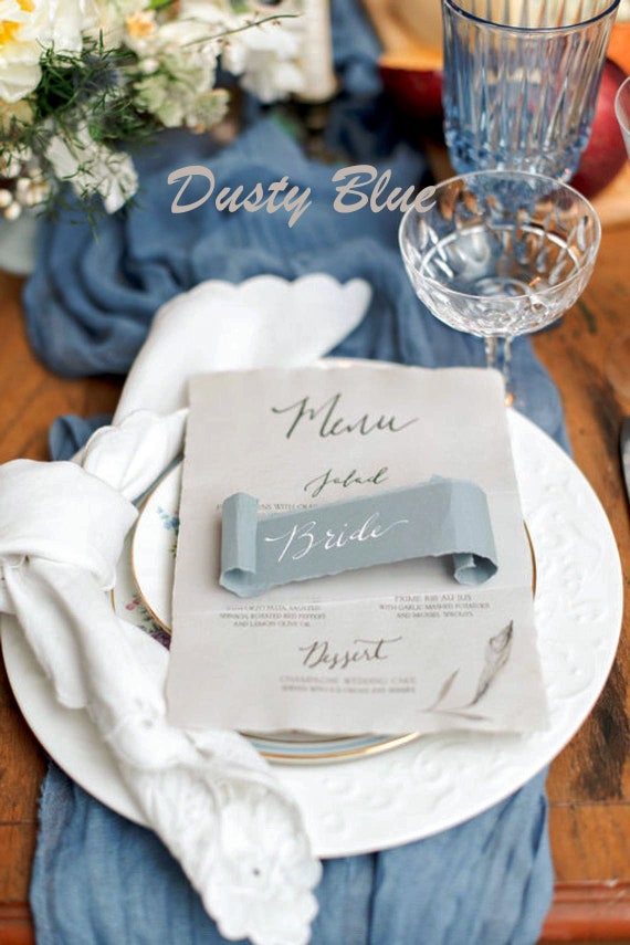 Dusty Blue Wedding Table Runner Beach Wedding Arch Gauze Etsy