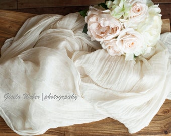 Sand Table Runner, Beige Wedding Table Runner, Wedding Reception Table Decor, Gauze Table Centerpiece, Hand Dyed Table Runner, Boho Wedding