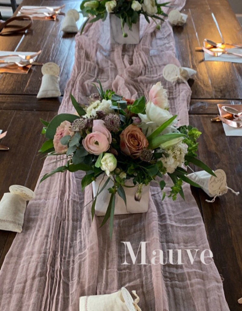 Mauve Wedding Table Runner Gauze Rose Gold Runner Rustic Etsy
