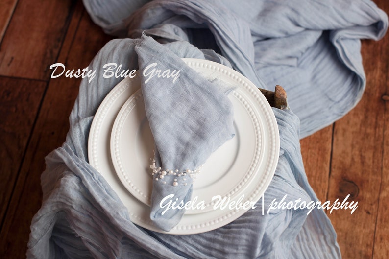 Ivory Wedding Table Runner, Boho Wedding Gauze Napkins, Ivory Cheesecloth Runner, Bridal Reception Centerpiece, Wedding Arbor Gauze Drape image 7