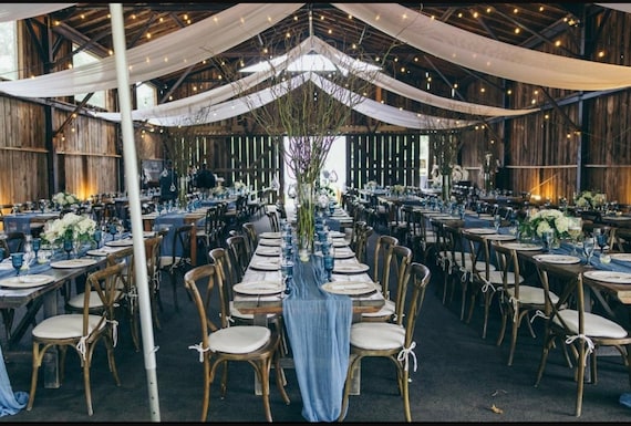 Dusty Blue Gauze Table Runner Rustic Barn Wedding Cheesecloth Drape Event  Party Decor, Cake Table Centerpiece Wedding Decor 