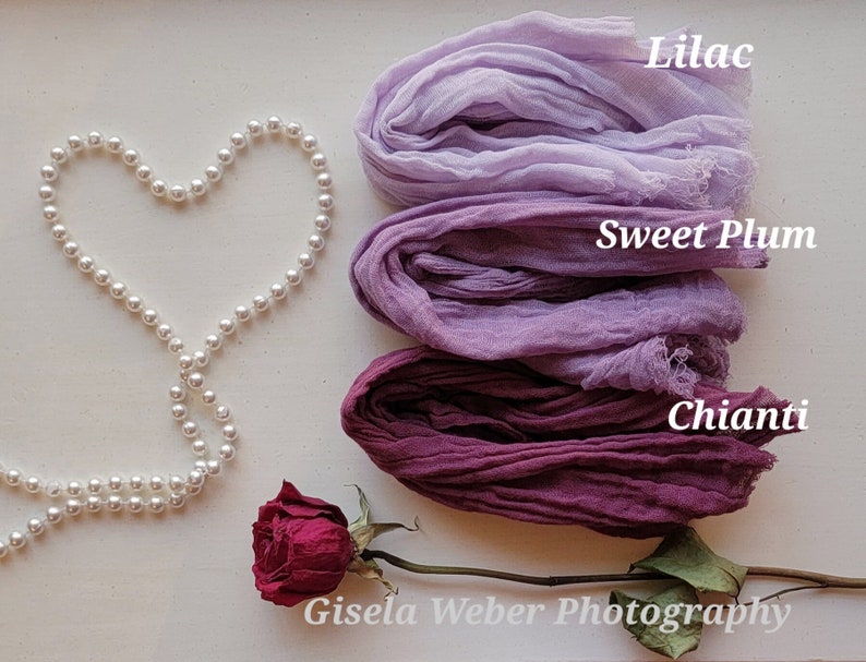 Lilac Cheesecloth Wedding Runner Lilac, Plum Gauze Fabric, Boho Chiffon Table Centerpiece, Bride Table Decor, Beach Ceremony image 1