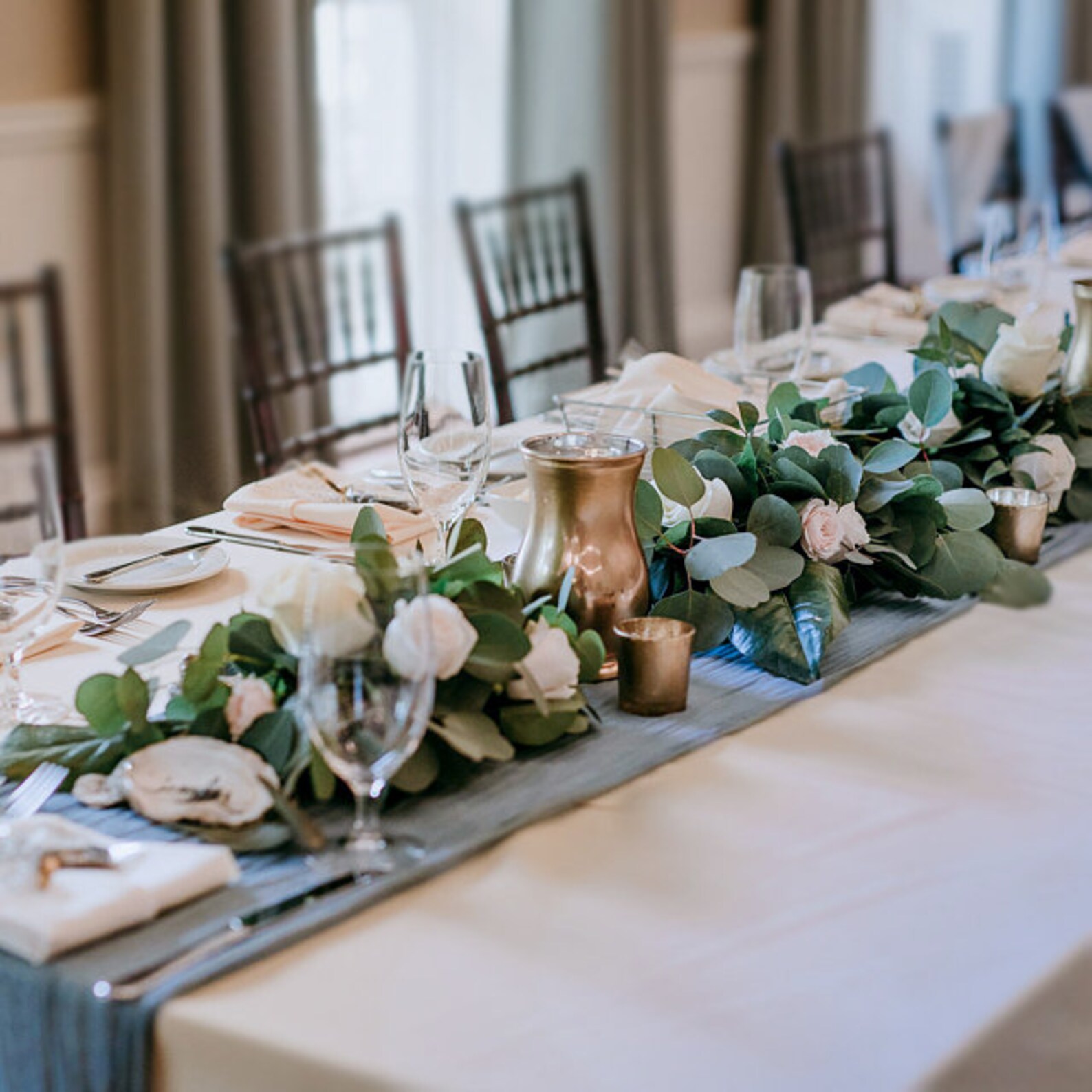 Dusty Blue Wedding Table Runner Steel Blue Table Runner Blue Etsy
