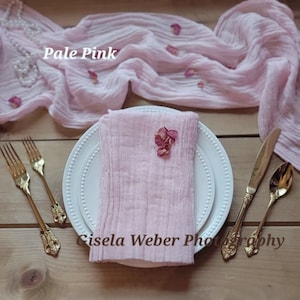 Pink Cheesecloth Wedding Table Runner, Pink Baby Shower Decor Gauze, Cotton Napkins, Wedding Reception Table Decor, Arbor Gauze Drape