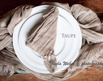 Taupe Table Runner Gauze, Beige Cheesecloth Runner Wedding Reception Table Centerpiece Decor, Rustic Bridal Shower, Arch Fabric Drape