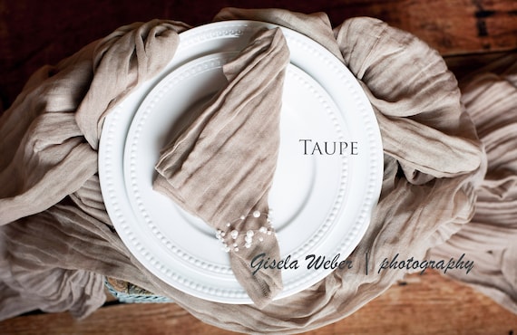 Taupe Table Runner Gauze, Beige Cheesecloth Runner Wedding Reception Table Centerpiece Decor, Rustic Bridal Shower, Arch Fabric Drape