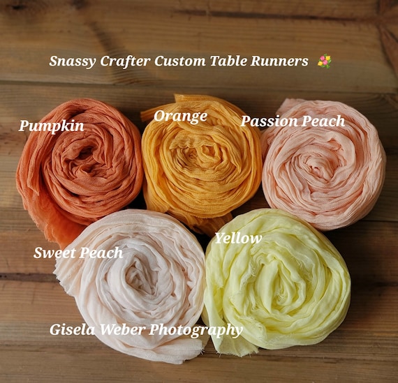 Peach, Yellow, Mustard Wedding Table Runner Cheesecloth, Marigold