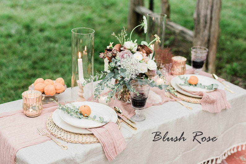 Lilac Cheesecloth Wedding Runner Lilac, Plum Gauze Fabric, Boho Chiffon Table Centerpiece, Bride Table Decor, Beach Ceremony image 7