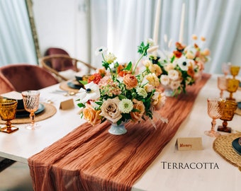 Terracotta Cheesecloth Runner Bridal Shower Table Centerpiece Thanksgiving Table Decor