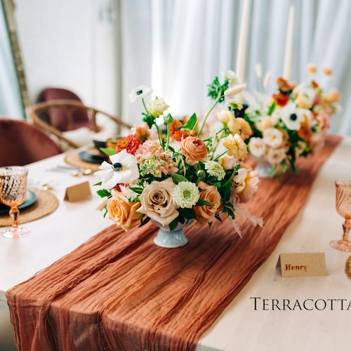 Rustic Terracotta Wedding Table Runner 