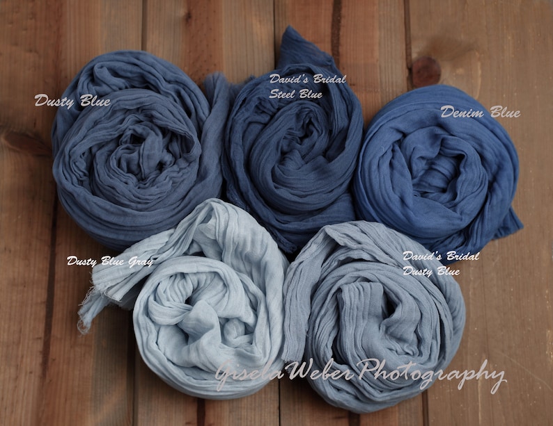 Blue Cheesecloth Table Runner and Napkins Premium Quality pick your color and length image 1