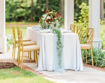 Light Blue Gauze Table Runner Weddings Cheesecloth Table Centerpiece, Hand Dyed Dusty Blue Gauze Runner, Wedding Reception Decor