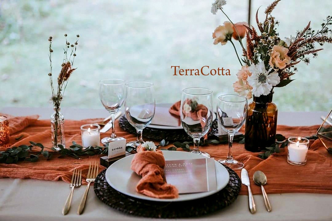 Terracotta Gauze Table Runner Boho 