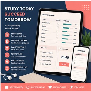 Printable Exam Success Planner | 32-Page Study & Revision Toolkit | A4 + US Letter PDF