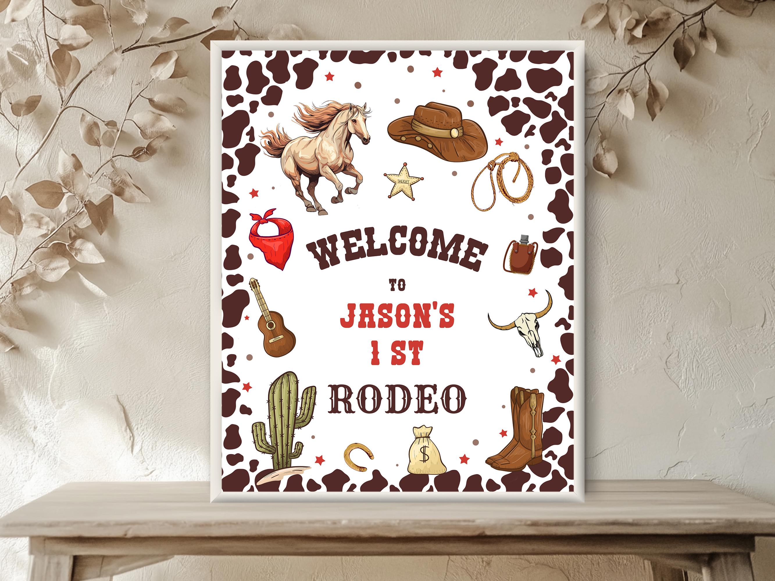 Our First Rodeo Icon Editable My First Rodeo Welcome Sign: Wild West Birthday Party (digital ...