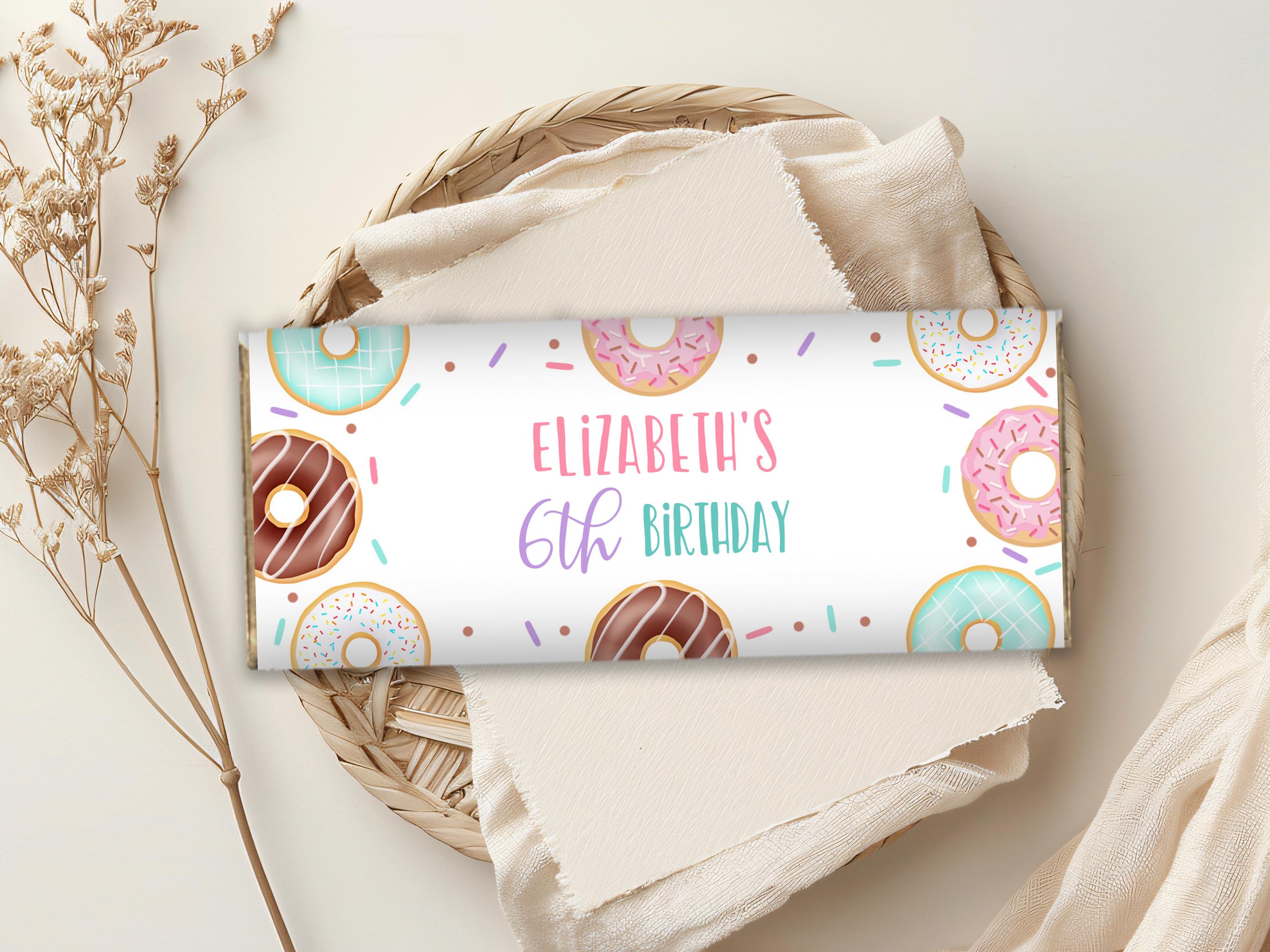 Editable Pastel Donut Birthday Girl Candy Bar Wrapper, Printable ...
