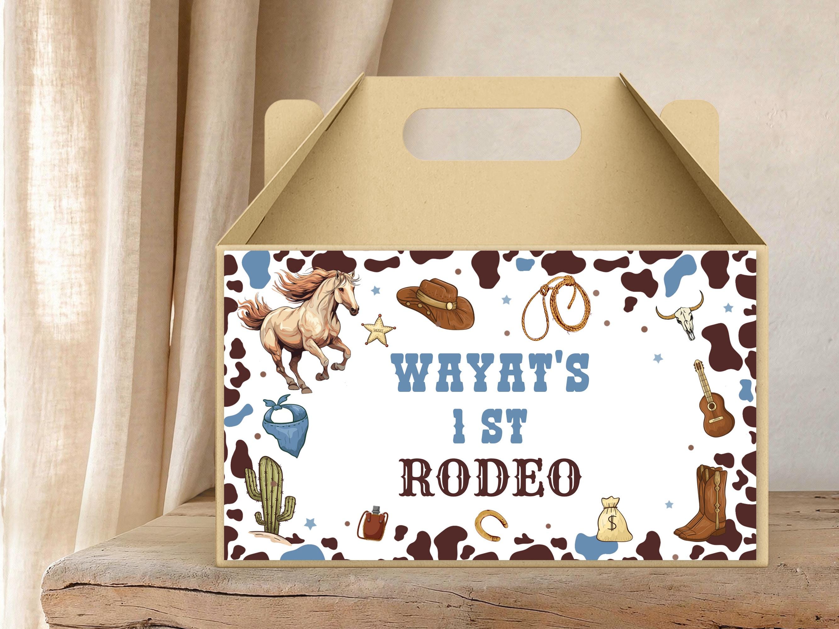 Editable Blue My 1st Rodeo Gable Box Label, Cowboy Birthday Favor ...