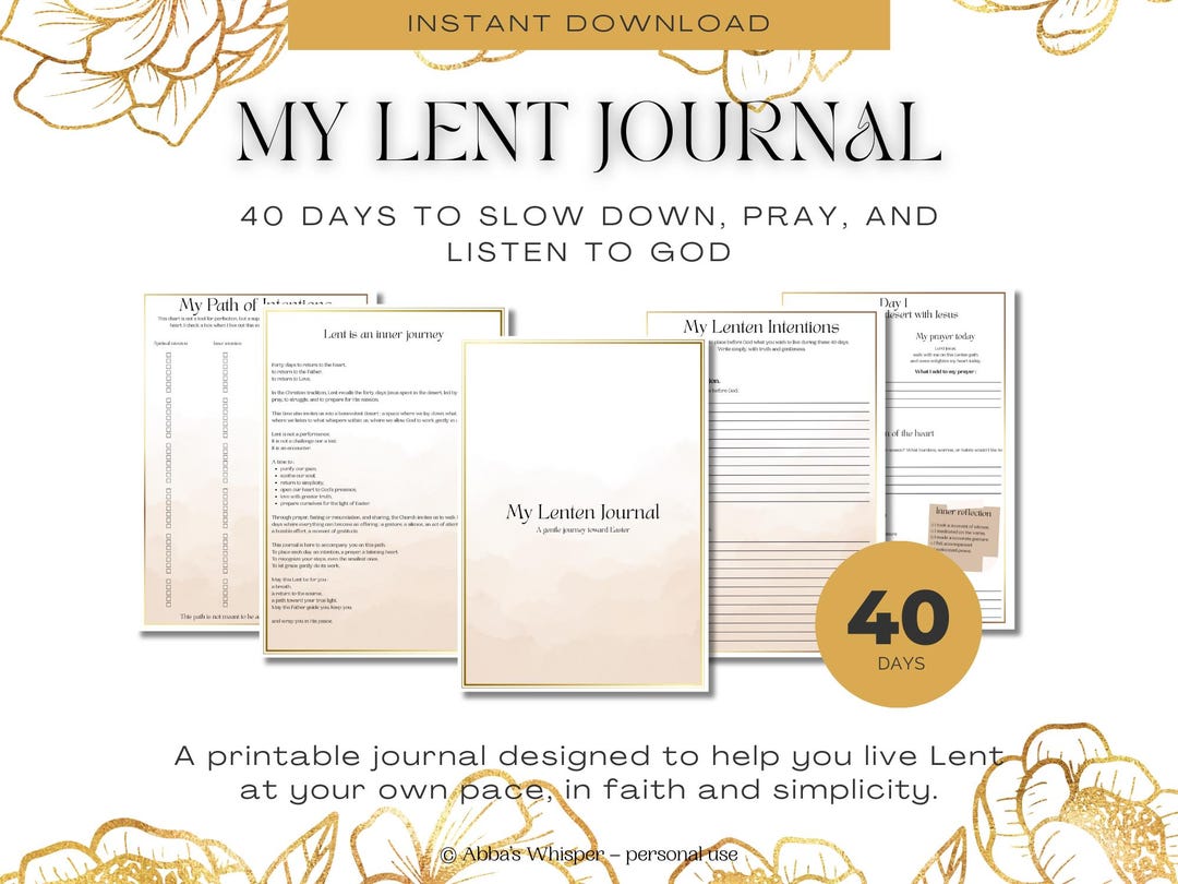 Lenten Prayer Journal Printable - 40 Day Christian Devotional - Bible ...