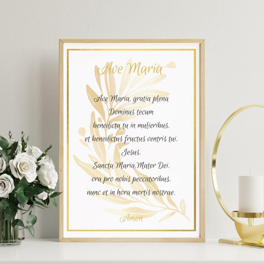 Christian Poster Ave Maria in Latin. Printable Prayer Poster. Christian ...