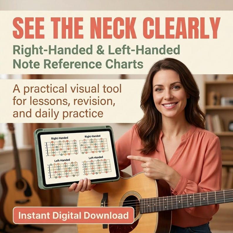 Guitar Fretboard Note Reference Charts PDF, Right-handed and Left ...