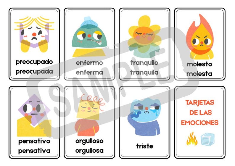 Tarjetas De Las Emociones - Feelings Cards in Spanish - Etsy