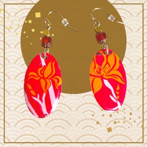 Iris Earrings – Vintage Red, Pink & Orange Cookie Tin Jewelry